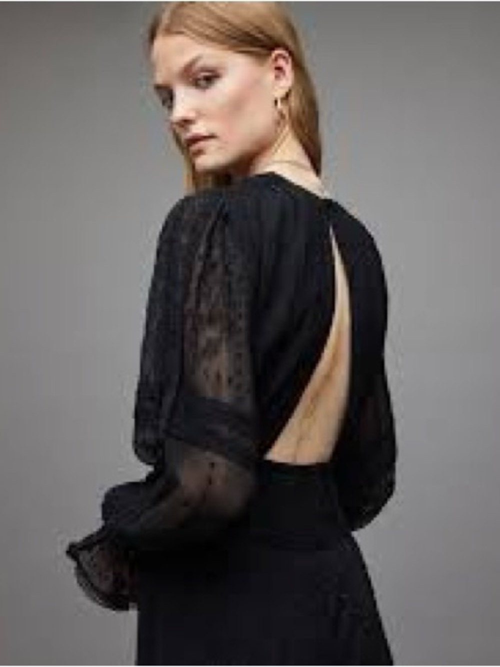 All Saints black Josephine Embroidered Dress - Picture 3 of 5